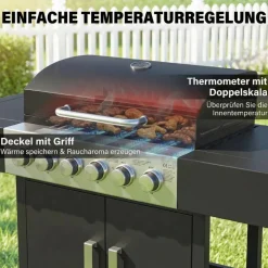 Outsunny Gasgrill Edelstahl B/H/L: ca. 51x101x135 cm