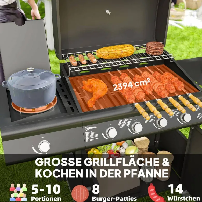 Outsunny Gasgrill Edelstahl B/H/L: ca. 56x110x129,5 cm