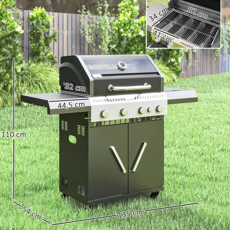 Outsunny Gasgrill Kunststoff B/H/L: ca. 54x110x135 cm
