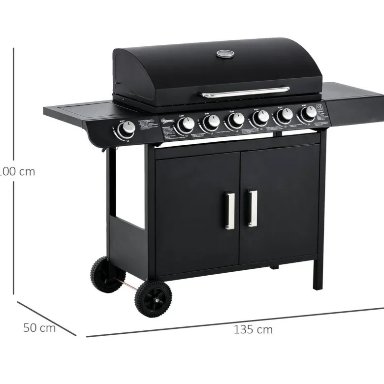 Outsunny Gasgrill Metall B/H/L: ca. 50x100x135 cm