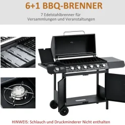 Outsunny Gasgrill Metall B/H/L: ca. 50x100x135 cm