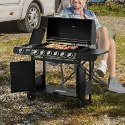 Outsunny Gasgrill Metall B/H/L: ca. 50x100x135 cm