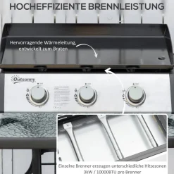 Outsunny Gasgrill Metall B/H/L: ca. 48x21x63 cm