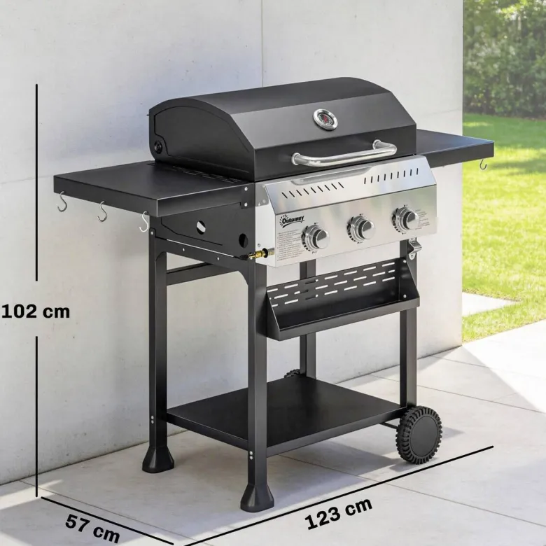 Outsunny Gasgrill Metall B/H/L: ca. 57x102x123 cm