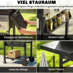 Outsunny Gasgrill Metall B/H/L: ca. 57x102x123 cm