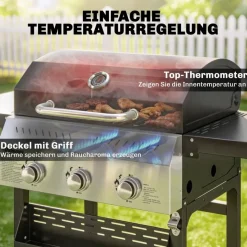 Outsunny Gasgrill Metall B/H/L: ca. 57x102x123 cm