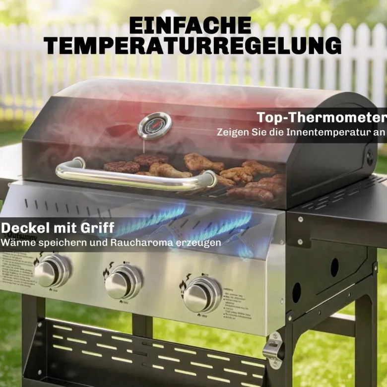 Outsunny Gasgrill Metall B/H/L: ca. 57x102x123 cm