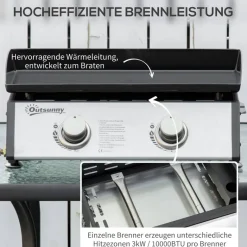 Outsunny Gasgrill Stahl B/H/L: ca. 46x21x48,5 cm