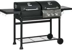 Outsunny Gas-/Kohlegrill Edelstahl B/H/L: ca. 53x101x161 cm