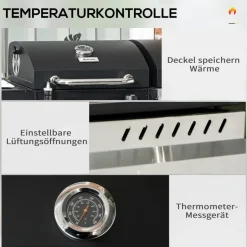 Outsunny Gas-/Kohlegrill Edelstahl B/H/L: ca. 53x101x161 cm