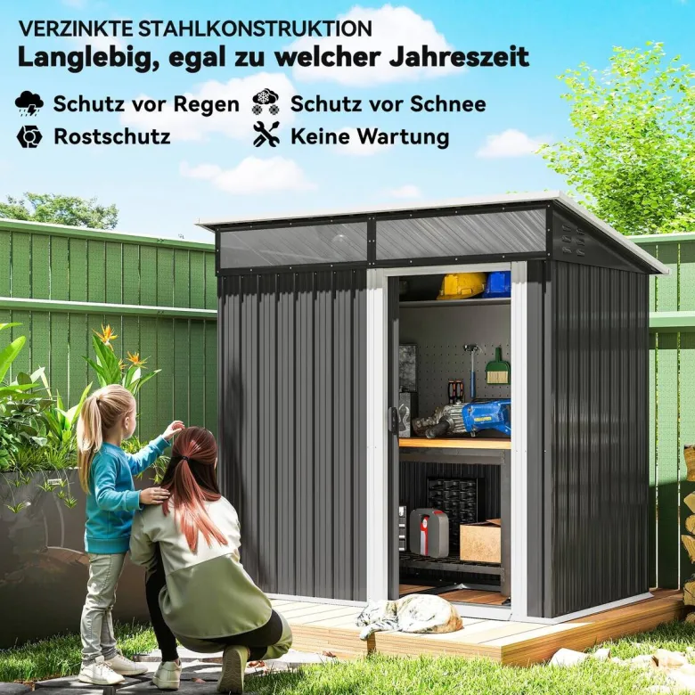 Outsunny Gerätehaus dunkelgrau B/H/L: ca. 122x182x195 cm