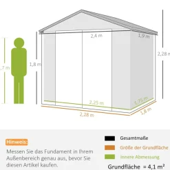 Outsunny Gerätehaus grau B/H/L: ca. 190x228x240 cm