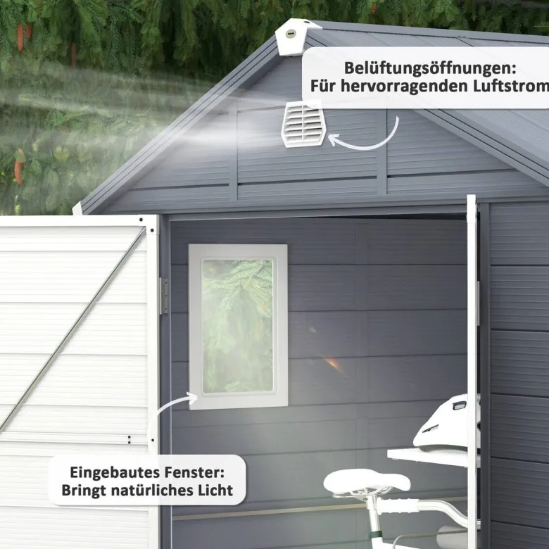Outsunny Gerätehaus grau B/H/L: ca. 190x228x240 cm