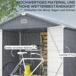 Outsunny Gerätehaus grau B/H/L: ca. 190x228x240 cm