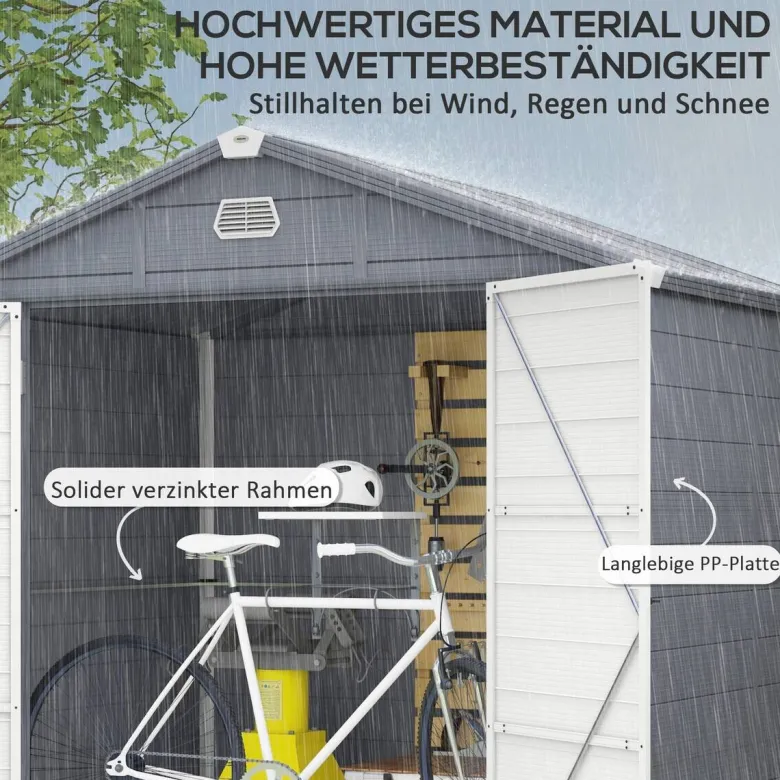 Outsunny Gerätehaus grau B/H/L: ca. 190x228x240 cm