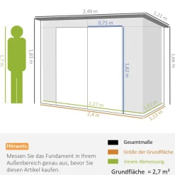 Outsunny Gerätehaus grün B/H/L: ca. 121x183x249 cm