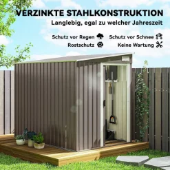 Outsunny Gerätehaus hellgrau B/H/L: ca. 206,5x181x154 cm