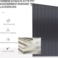 Outsunny Gerätehaus mit Pultdach dunkelgrau B/H/L: ca. 103x160x100 cm