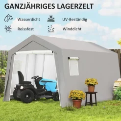 Outsunny Gerätezelt hellgrau Kunststoff B/H/L: ca. 300x255x447 cm