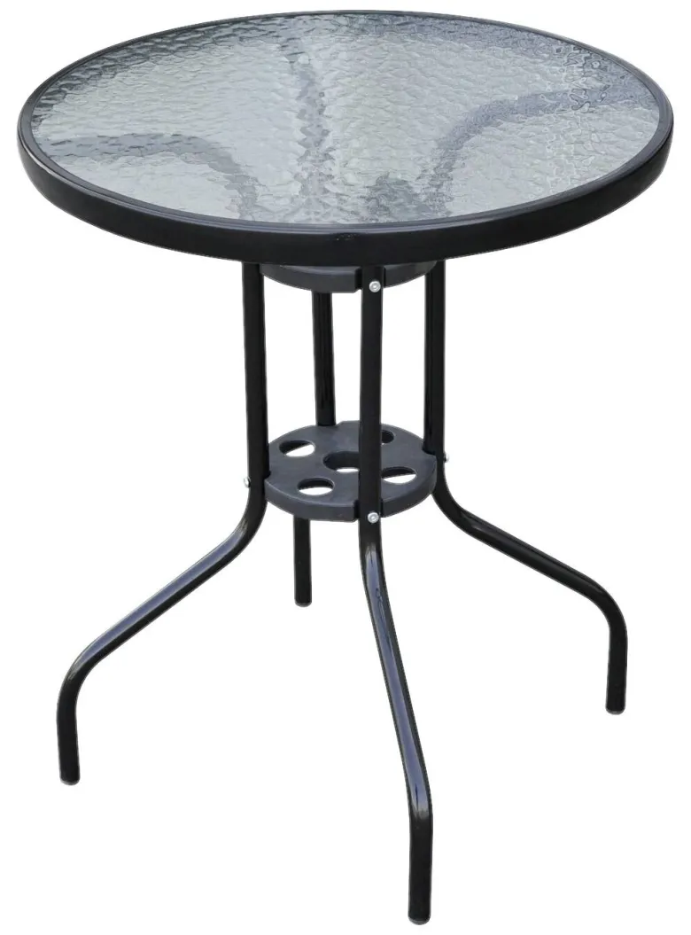 Outsunny Glastisch schwarz Metall H/D: ca. 70x60 cm