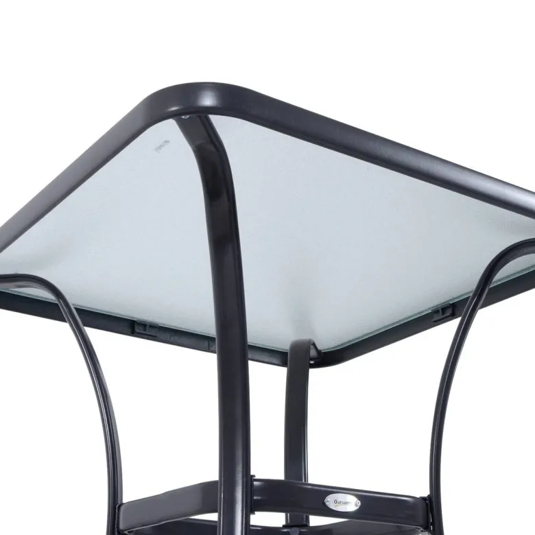 Outsunny Glastisch schwarz Metall B/H/L: ca. 68,5x84x68,5 cm