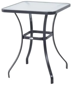 Outsunny Glastisch schwarz Metall B/H/L: ca. 68,5x84x68,5 cm