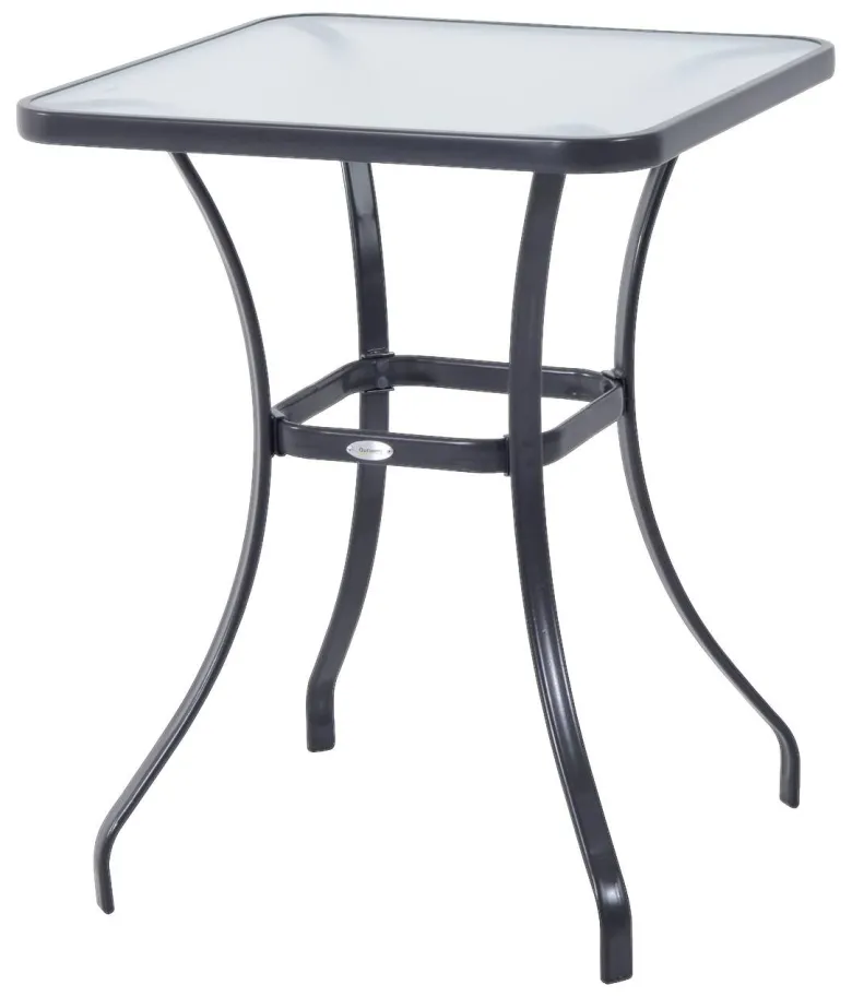 Outsunny Glastisch schwarz Metall B/H/L: ca. 68,5x84x68,5 cm