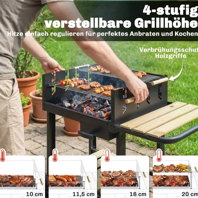 Outsunny Grill Holz B/H/L: ca. 58x82x99,5 cm