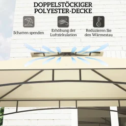 Outsunny Grillpavillon beige Stahl B/H/L: ca. 150x257x240 cm