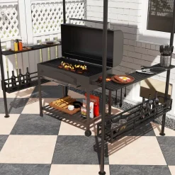 Outsunny Grillpavillon beige Stahl B/H/L: ca. 150x257x240 cm