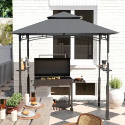 Outsunny Grillpavillon dunkelgrau Polyester B/H/L: ca. 148x248x243 cm