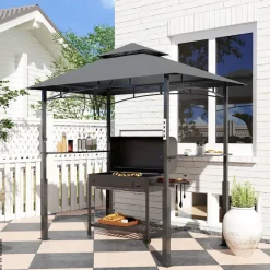Outsunny Grillpavillon dunkelgrau Polyester B/H/L: ca. 148x248x243 cm