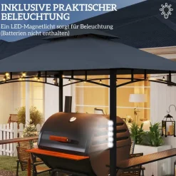 Outsunny Grillpavillon dunkelgrau Polyester B/H/L: ca. 148x248x243 cm