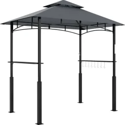 Outsunny Grillpavillon dunkelgrau Polyester B/H/L: ca. 148x248x243 cm