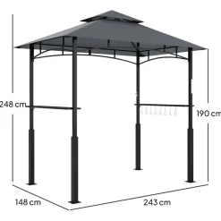 Outsunny Grillpavillon dunkelgrau Polyester B/H/L: ca. 148x248x243 cm