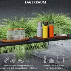 Outsunny Grillpavillon dunkelgrau Polyester B/H/L: ca. 110x235x233 cm