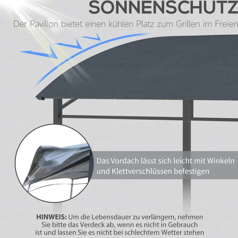 Outsunny Grillpavillon grau Polyester B/H/L: ca. 150x220x215 cm