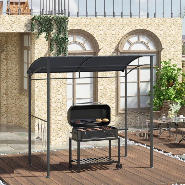 Outsunny Grillpavillon grau Polyester B/H/L: ca. 150x220x215 cm