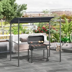 Outsunny Grillpavillon grau Polyester B/H/L: ca. 150x220x215 cm