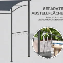 Outsunny Grillpavillon grau Polyester B/H/L: ca. 150x220x215 cm