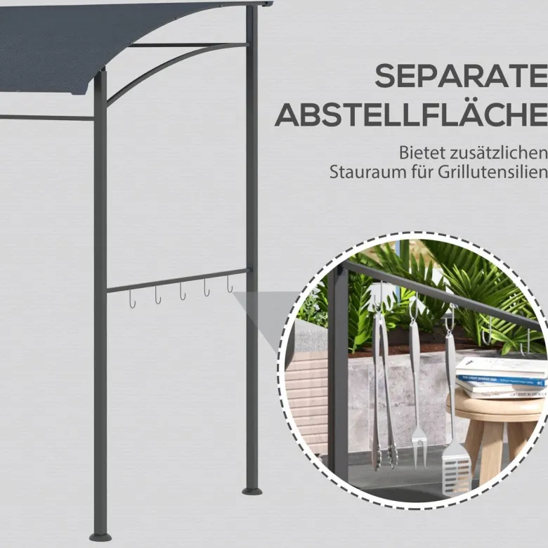 Outsunny Grillpavillon grau Polyester B/H/L: ca. 150x220x215 cm