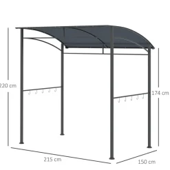 Outsunny Grillpavillon grau Polyester B/H/L: ca. 150x220x215 cm
