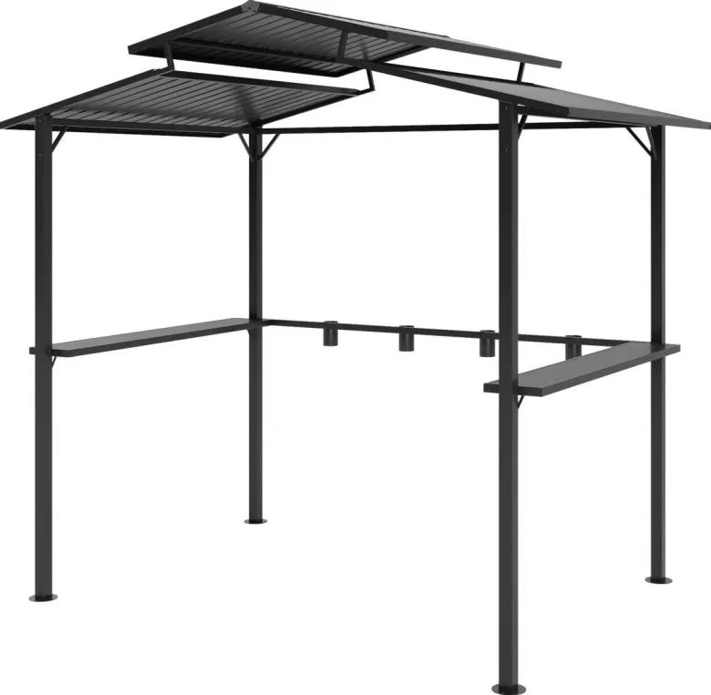Outsunny Grillpavillon schwarz Metall B/H/L: ca. 160x250x250 cm