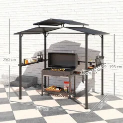 Outsunny Grillpavillon schwarz Metall B/H/L: ca. 160x250x250 cm