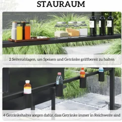 Outsunny Grillpavillon schwarz Metall B/H/L: ca. 160x250x250 cm