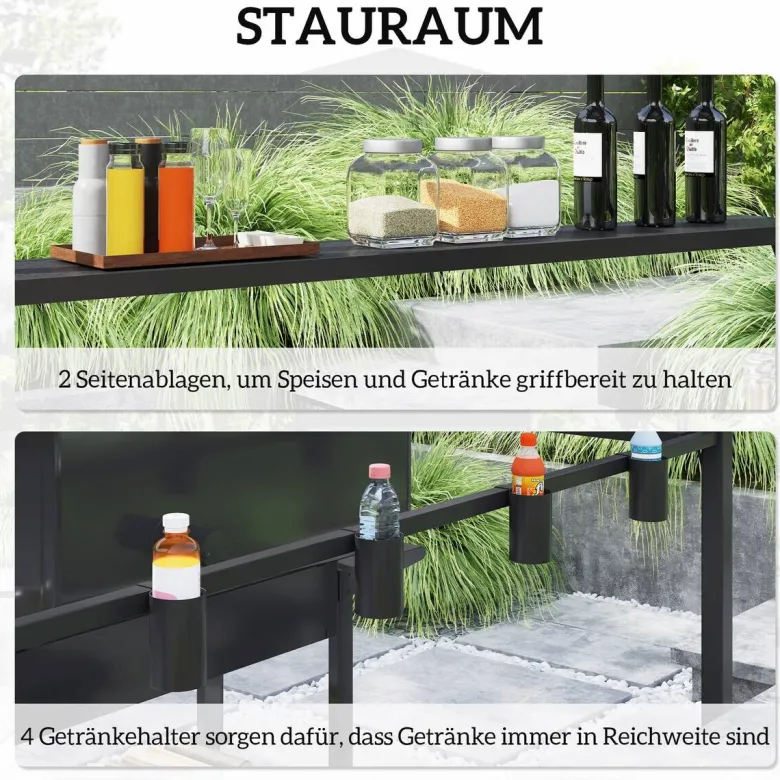 Outsunny Grillpavillon schwarz Metall B/H/L: ca. 160x250x250 cm