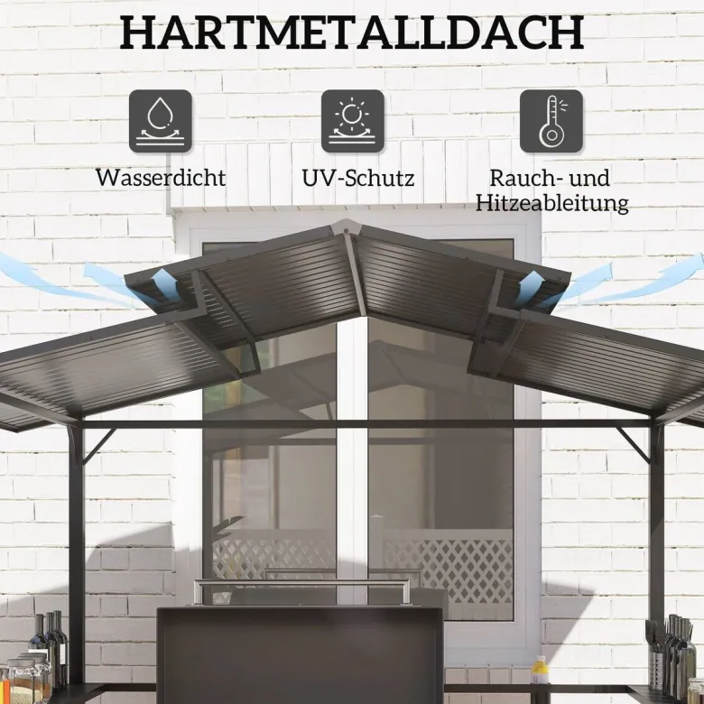 Outsunny Grillpavillon schwarz Metall B/H/L: ca. 160x250x250 cm