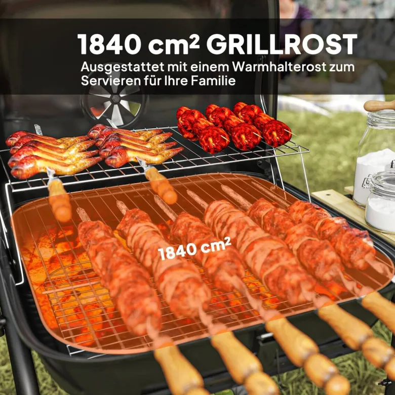 Outsunny Grill Stahl B/H/L: ca. 54x91x98 cm