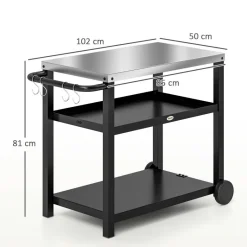 Outsunny Grillwagen Edelstahl B/H/L: ca. 50x81x102 cm