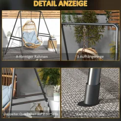 Outsunny Hängesesselgestell schwarz Polypropylen B/H/L: ca. 143x178x180 cm